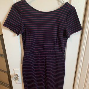 Red and Blue Striped Mini Dress